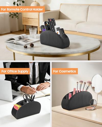 SITHON Remote Control Holder with 5 Compartments - color: Stripe-Black, size: Small