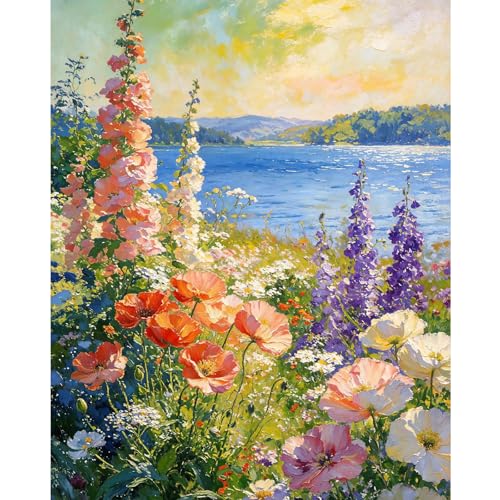 Dawnsphere Flowers Paint by Numbers Kit for Adults Without Frame 16x20 in - color: OP-US06