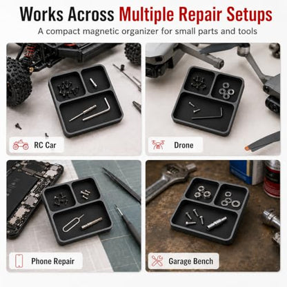 Magnetic Tool Tray for RC Car Drone Electronics Repair Small Parts - color: Black