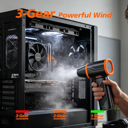 Compressed Air Duster, 360000RPM Electric Air Duster with 10000mAh Battery