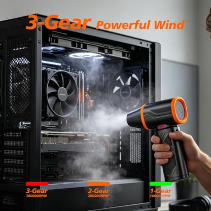 Compressed Air Duster, 360000RPM Electric Air Duster with 10000mAh Battery