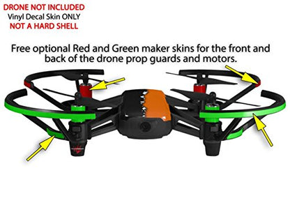 Skin Decal Wrap 2 Pack Compatible with DJI Ryze Tello Ripped Colors Black Orange Drone NOT Included