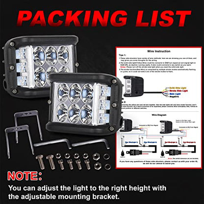 Blue Strobe LED Lights for UTV Pickup Van Boat Tractor Trailer Golf - color: Blue Side Shooter Lights