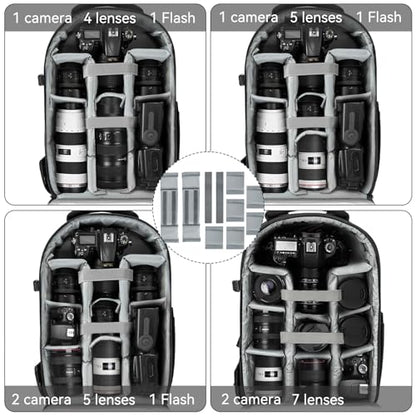 TORIBIO Large Hardshell Camera Backpack DSLR/SLR/Mirrorless Photography Bag - color: Khaki