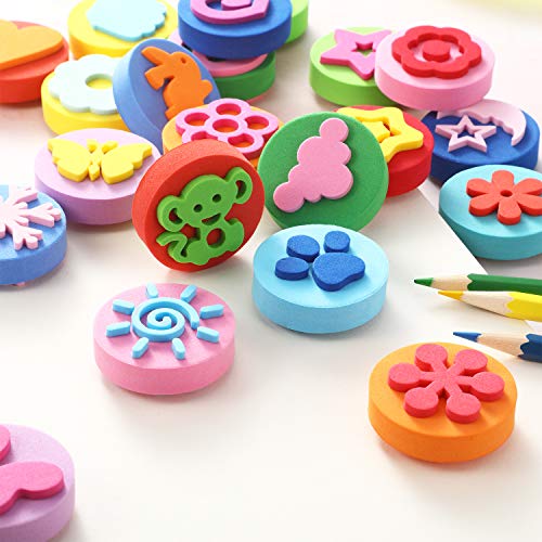 Outus 24 Pcs EVA Paint Stamps for Kids Paint Sponges Stamps for Crafting