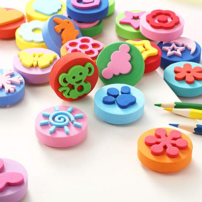 Outus 24 Pcs EVA Paint Stamps for Kids Paint Sponges Stamps for Crafting