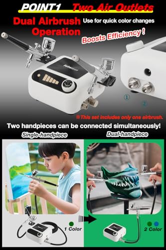 Airbrush Kit with Compressor, Can Connect Two Airbrushes, High-Pressure Air - size: One Airbrush Kit