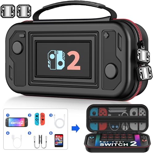 Spican Switch 2 Case Compatible with Nintendo Switch 2 (2025) and Switch/OLED, Switch Travel Carrying Case Hard Shell Protective Cases - size: Case Only | Embossed