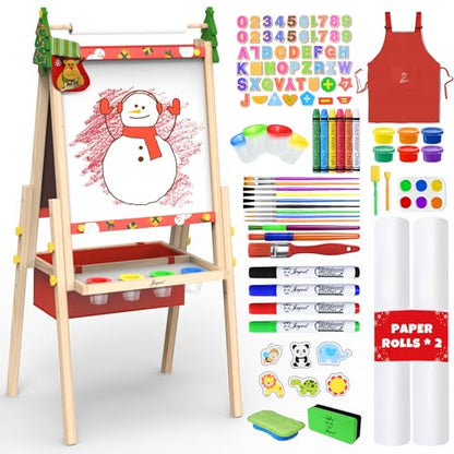 Joyooss Art Easel for Kids Easel for Toddler with Paper roll Red - color: Red Easel