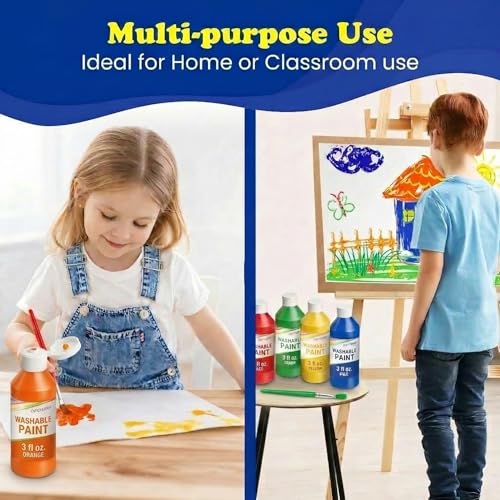 EXTRIC Washable Paint for Kids 6 PK x 8oz Bottles Tempera Finger Paints