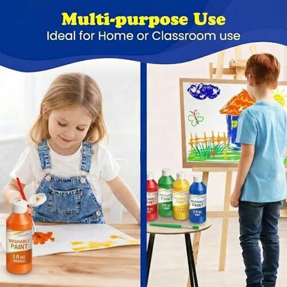 EXTRIC Washable Paint for Kids 6 PK x 8oz Bottles Tempera Finger Paints