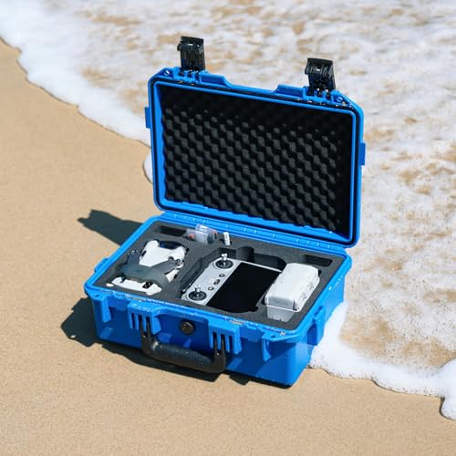 Lykus Titan MM410 Waterproof Hard Case (Blue) for DJI Mini 4 Pro/Mini 3/Pro and DJI RC 2/RC/RC-N2/N1, Support 7 batteries and RC lanyard [CASE ONLY] - color: Blue