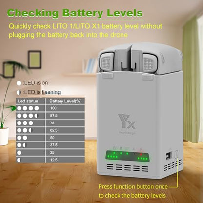 Dual Battery Charging Hub Compatible with DJI Lito 1/X1 Drone Batteries