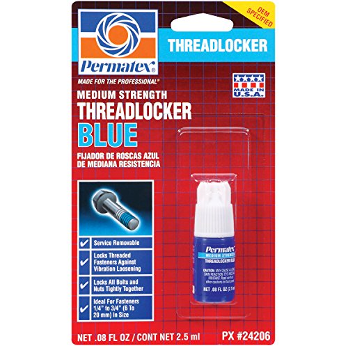 Permatex 24206 Medium Strength Threadlocker Blue, 2.5 ml, Automotive Threadlocker For Preventing Bolts From Loosening And Corrosion, Removable With Hand Tools - size: 2.5 ml, style: Liquid - Medium Strength