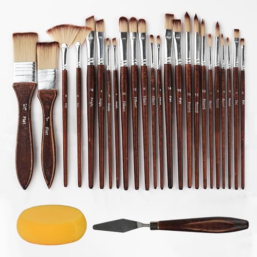 26pcs Paint Brush Set, Acrylic Paint Brushes, Acrylic Brush for Watercolor