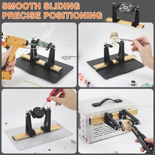 Circuit Board Holder Helping Hands for Soldering and Repair, Adjustable 360° Rotation, Strong Magnetic, Potable, Space-Saving and Aluminum Base, Durable for Electronics PCB