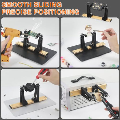 Circuit Board Holder Helping Hands for Soldering and Repair, Adjustable 360° Rotation, Strong Magnetic, Potable, Space-Saving and Aluminum Base, Durable for Electronics PCB