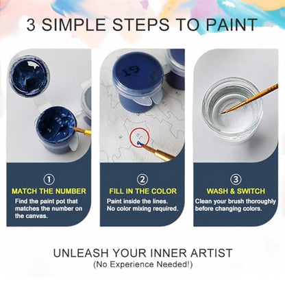 Natuyalo Paint by Numbers for Adults and Beginners, Sunset Mountain Painting by Number Kits on Canvas, Natural Landscape Paint by Number Kit DIY Acrylic Painting Gift 16x20 Inch - color: Color-03