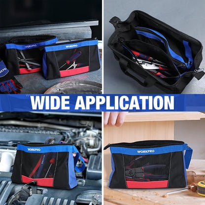 WORKPRO 12" Tool Bag Pouches, 2 Pack Zipper Organizer Bags with Mesh Window