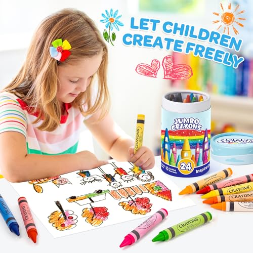Crayons 24 Count, Jumbo Crayons for Toddlers Kids Coloring & Arts Supplies