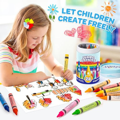 Crayons 24 Count, Jumbo Crayons for Toddlers Kids Coloring & Arts Supplies