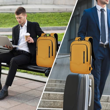 hk Backpack for Men Business Slim Laptop Bag - color: Yellow, size: 17.3 Inch
