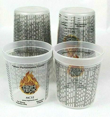 Plastic Paint Mixing Cups 12 Quart Size 32oz Cups 9 Mixing ratios High Teck MC32