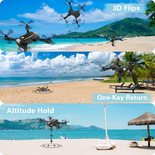 Foldable Camera Drone, 1080P FPV RC Drone for Beginners Kids & Adults - color: Black