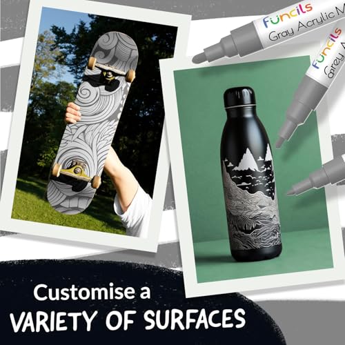 5 Gray Paint Pen - Grey Acrylic Paint Marker for Wood, Fabric - color: Grey