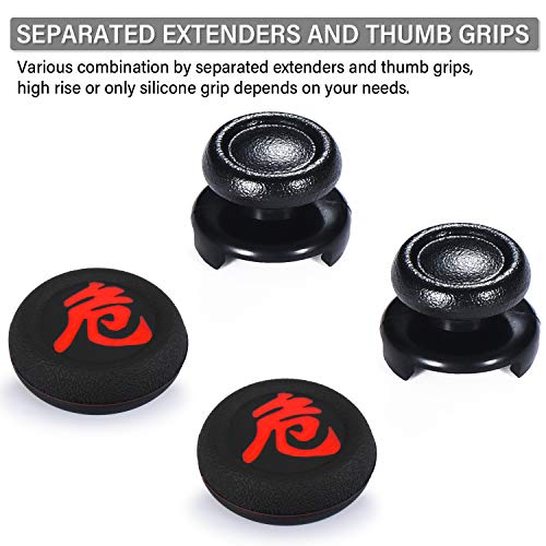 FPS Thumbstick Extender & Printing Rubber Silicone Grip Cover 2 Sets for PS5 & PS4 Controller (Danger of Kanji) - color: 10