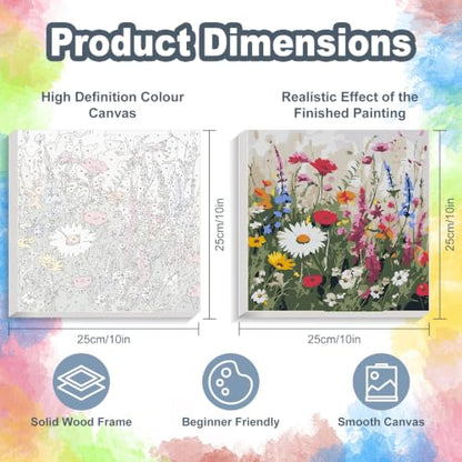 Kalonyth Flowers Framed Paint by Numbers Kit for Adults Beginner 10x10 inch - color: Frame-OP-US15