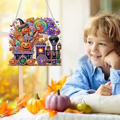 AIBOERL Diamond Art Kits for Adults, Halloween Acrylic Hanging Suncatcher - color: DP04346