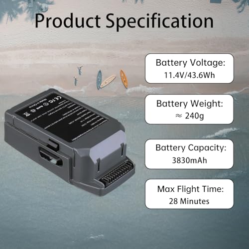 Mavic Pro Battery 2 Pack, 3830mAh 11.4V 31Mins Max Flight Time Intelligent Flight Replacement Battery for DJI Mavic Pro Alpine White Drone