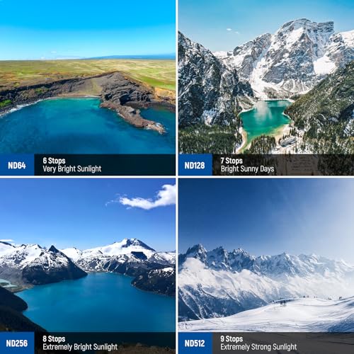 NEEWER Variable ND Filter Set Compatible with DJI Mini 4 Pro, 4 Pack ND2-ND32 (1-5 Stops)/ND64-ND512 (6-9 Stops) Limited VND/CPL/UV Filter, Multi Coated HD Optical Glass/Aluminum Frame - size: Mini 4Pro, style: 4 Pack VND Filter