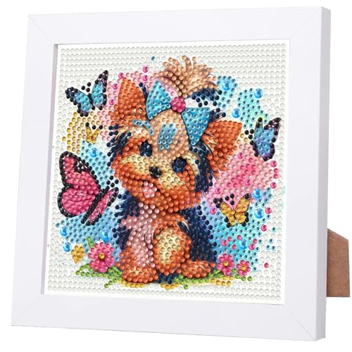 WEMEON Dog Diamond Art Kits for Kids with Frame 7x7 inch - color: Dog