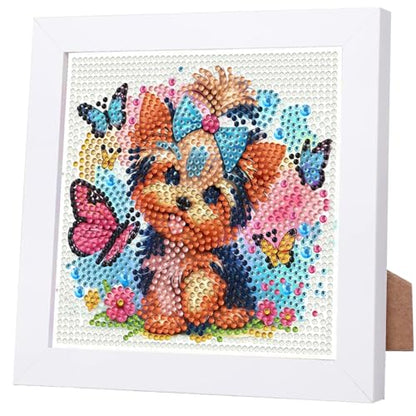 WEMEON Dog Diamond Art Kits for Kids with Frame 7x7 inch - color: Dog