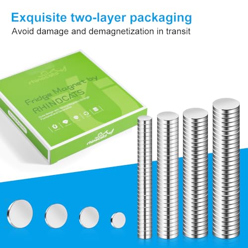 RHINOCATS 120Pcs Small Magnets for Crafts，4 Different Size,Mini Round Magnet,Multi-Use for Fridge,DIY, Office, Hobbies, and Science - size: mixed 120Packs