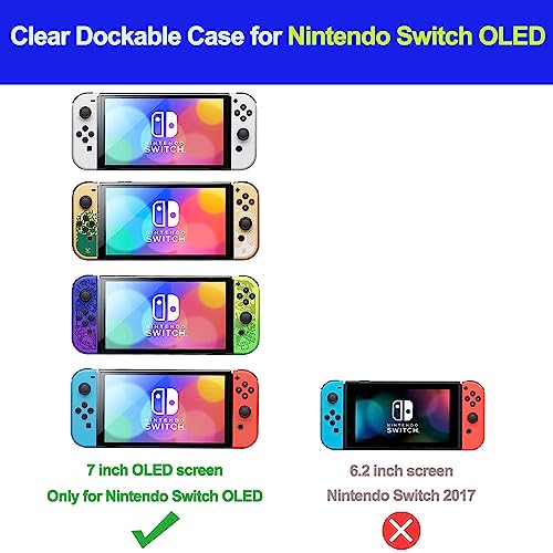 COMCOOL Dockable Case for Nintendo Switch OLED - [9 FT Military Grade Drop Protection] [with Tempered Glass Screen Protector] Crystal Protective Cover for Nintendo Switch OLED - Clear - color: Clear