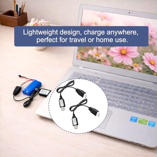 2-Pack USB Charger Cable for 7.4V 2S LiPo Battery XH-3P Plug RC Car