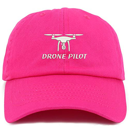 Trendy Apparel Shop Youth Drone Pilot Adjustable Soft Crown Baseball Cap - color: Hot Pink