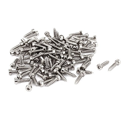 uxcell M2 Hex Socket Head Cap Self-Tapping Screw, 100Pcs M2x8mm 304 Stainless Steel, Hexagon Socket Head Tapping Screws, Hex Drive, Self Tapping Point - Silver - size: M2x8mm