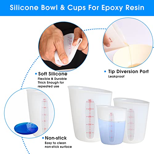 Food-Grade Silicone Measuring Cups Flexible for Chocolate Melting ML/OZ/Cup - color: 4 PCS