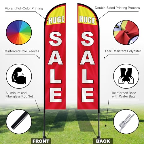 MASTERCANOPY 12FT Tall Sale Feather Flag Pole Kit Red - color: SALE, size: 12FT