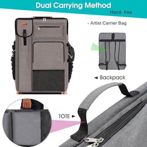 TreochtFUN Art Portfolio Case 18" x 24" - Medium Artist Backpack - color: grey