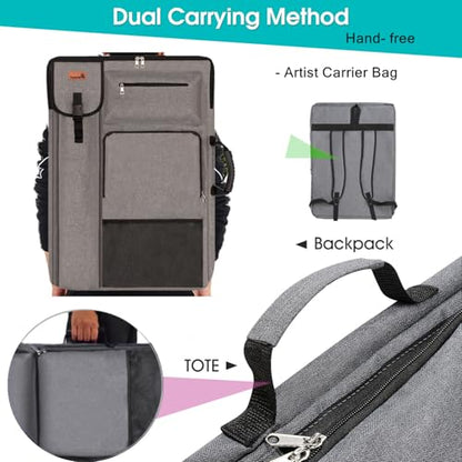 TreochtFUN Art Portfolio Case 18" x 24" - Medium Artist Backpack - color: grey
