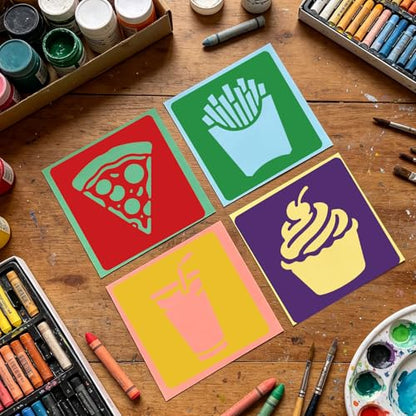 CUTHOLLOW 25 PCS Animals and Food Painting Shape Stencils Sets - style: Animals and Food