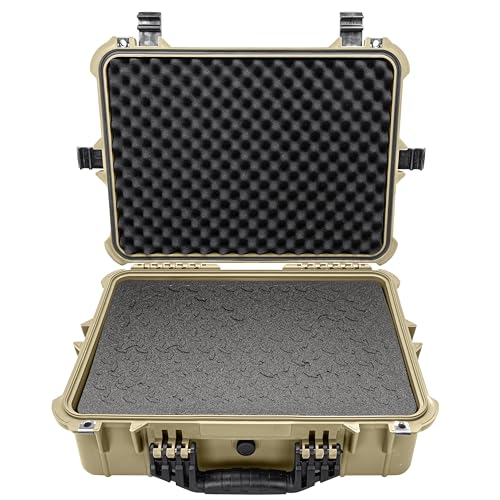 Eylar 20" Large Hard Case Equipped with Ragar Reconfigurable & Reusable XP Crosslinked Foam Insert, Waterproof, Shockproof for Equipment, Drones and Cameras (2 Ragar Layers) (Tan)