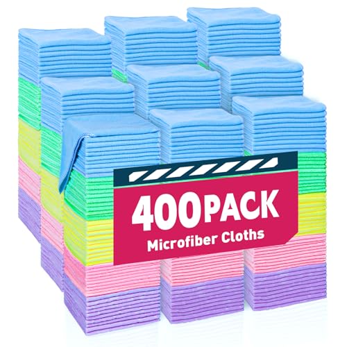 TEAWOO Microfiber Towels Bulk-400 Pack, Cleaning Cloths - color: 5 Colors, size: 400 Pack