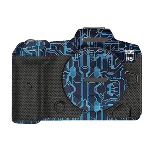 Anti-Scratch Camera Skin Wrap R5 Sticker Coat Vinly Protective Film Body Protector Decals Cover for Canon EOS R5 R 5 (Circuit Blue) - color: Circuit Blue