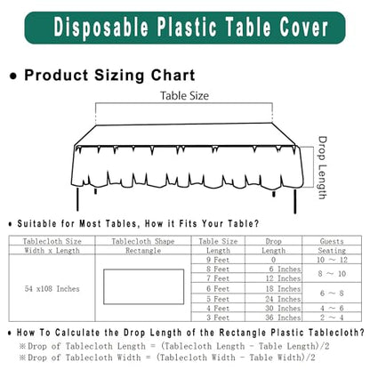 PARTY ULYJA Teal Plastic Tablecloths 2 Pack Disposable Table Covers 54 x 108 Inch Bridal Shower PEVA Solid Table Cloths for BBQ Picnic Birthday Wedding Banquet Parties 8 ft Rectangle Table Use - color: B02 Teal